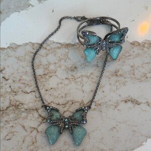 Park Lane Blue Butterfly Necklace and Bracelet Set